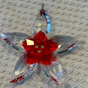 Red and Clear Crystal Flower necklace pendant